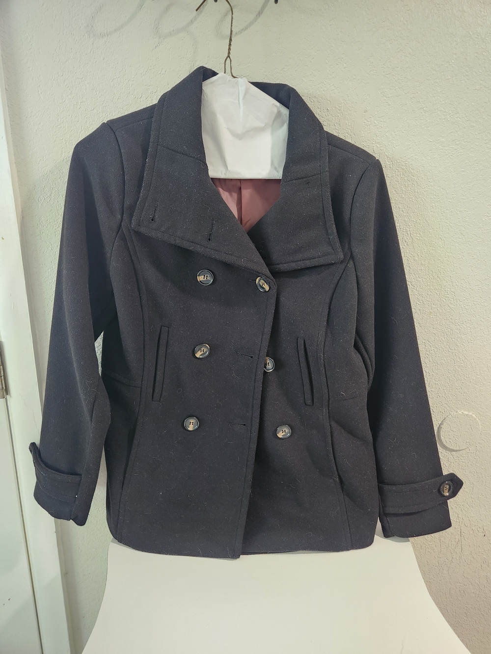 Thread & Supply Black Double-Breasted Pea Coat